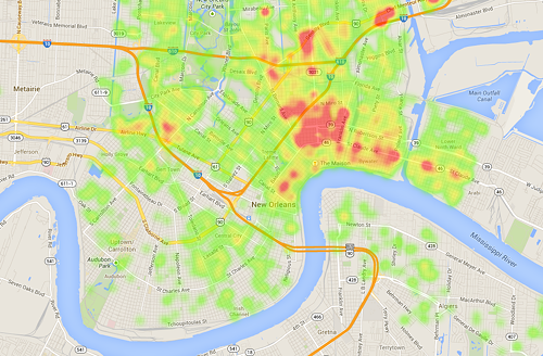 New Orleans Safety Map New Orleans Developer Introduces New Visualization Of Crime Incidents With  Heatmap - Silicon Bayou News